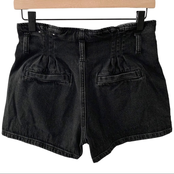 AE Paperbag Hi-Rise Black Denim Button Mom Shorts - Picture 3 of 12
